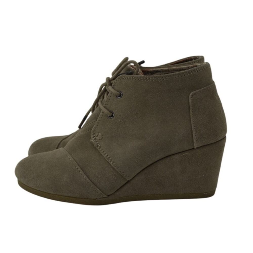 Women’s Taupe Suede Wedge Booties Lace-Up Ankle Boots Size 8